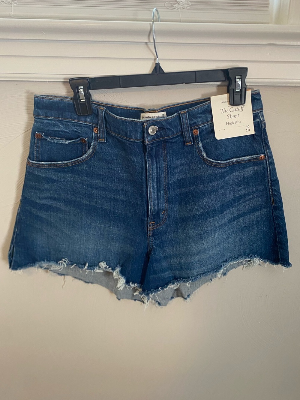 Abercrombie & Fitch Dark Blue High-Rise “ The Cutoff Jean Short”